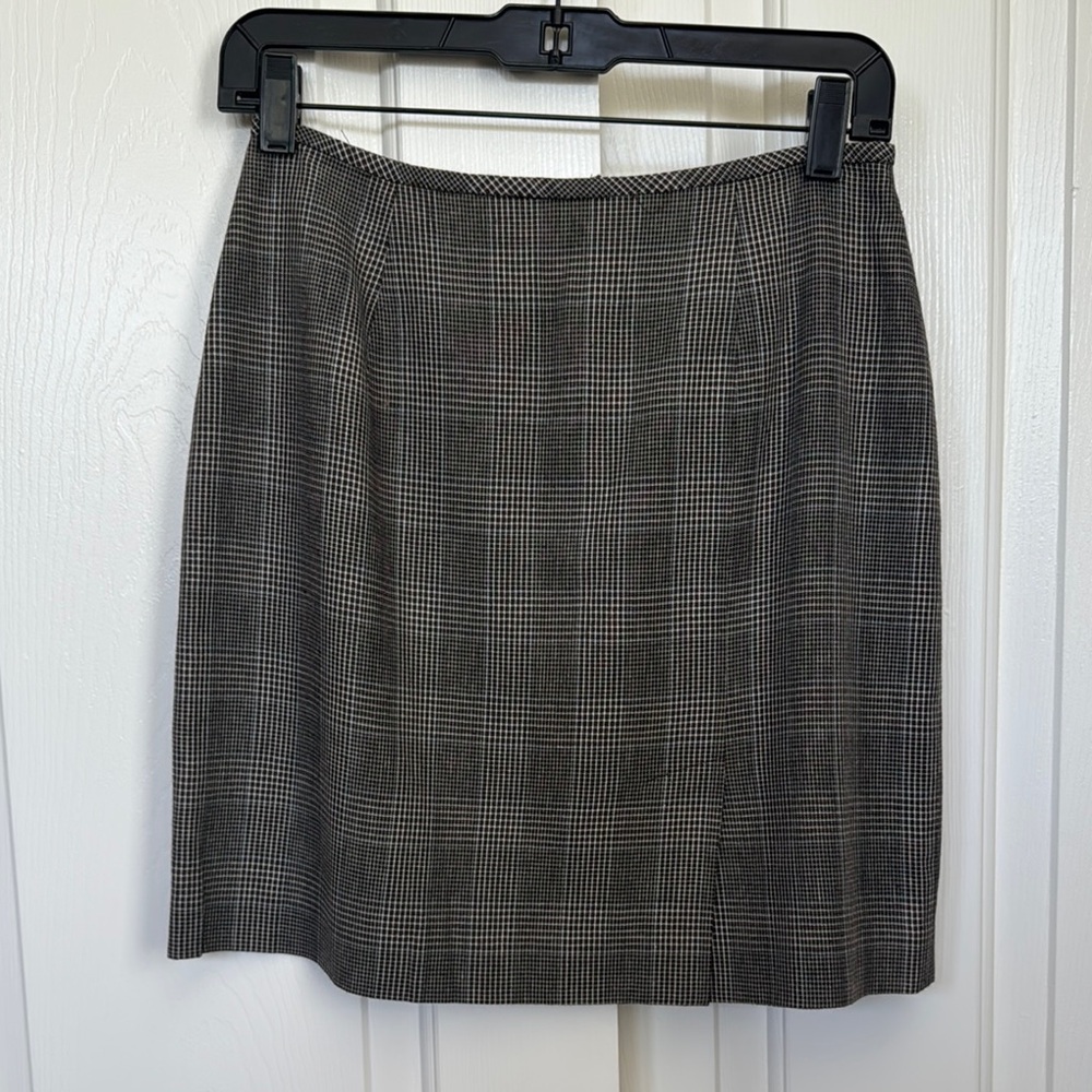 Ann Taylor Loft Classic Brown Gray Plaid Skirt